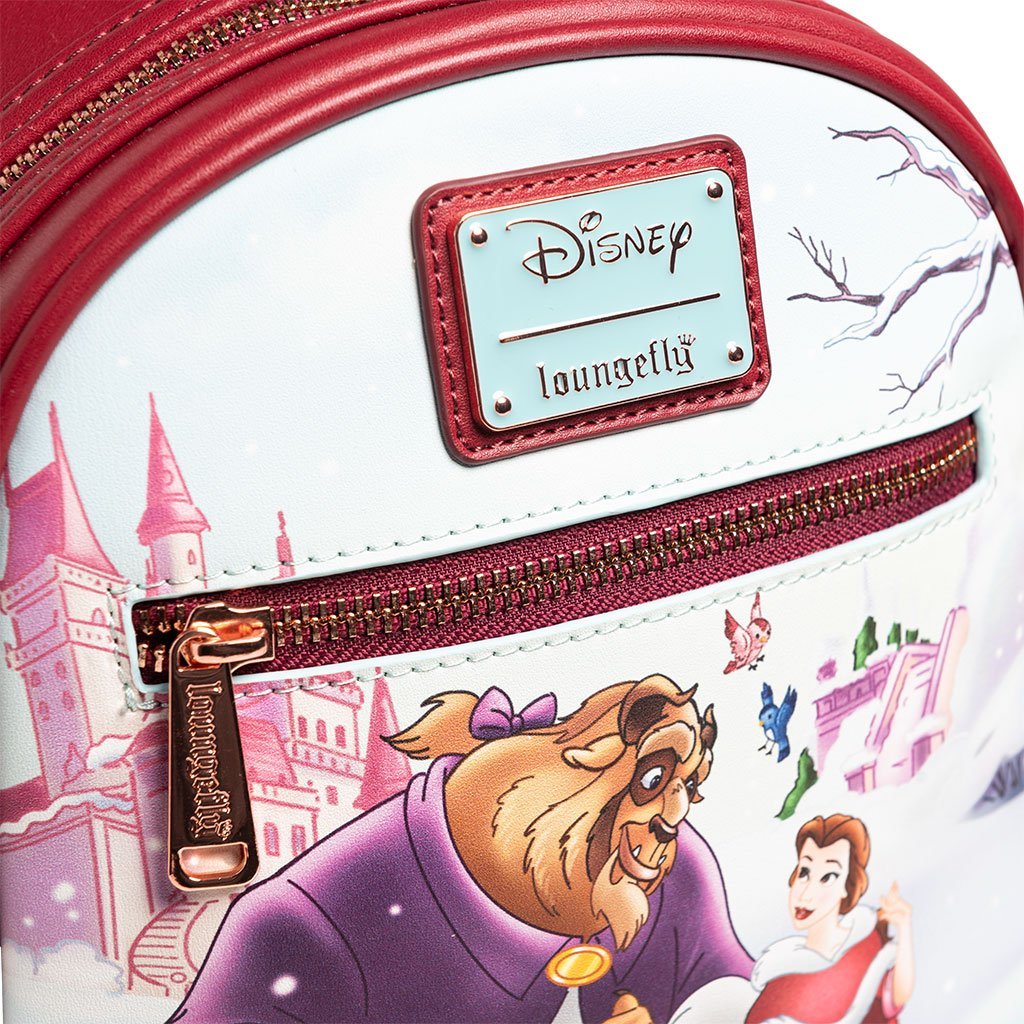 707 Street Exclusive - Loungefly Disney Beauty and the Beast Belle and Beast Winter Scene Mini Backpack - Plaque