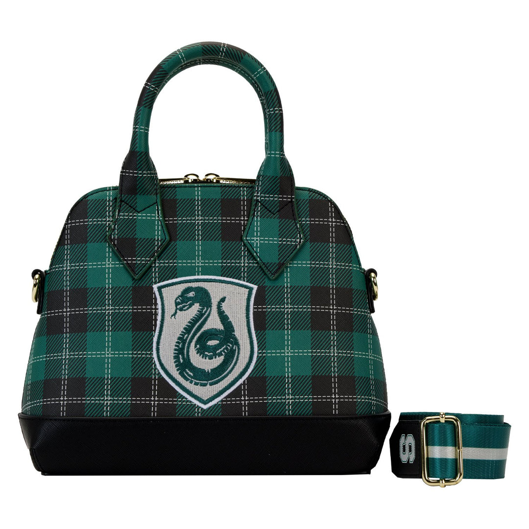 Loungefly Warner Brothers Harry Potter Varsity Slytherin Plaid Crossbody - Front