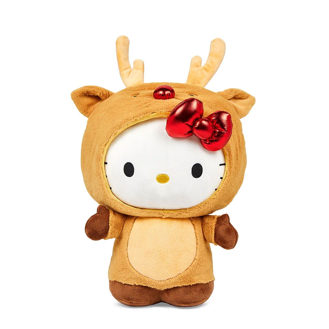 Kidrobot Sanrio 13" Hello Kitty Reindeer Plush Toy - Front hood up