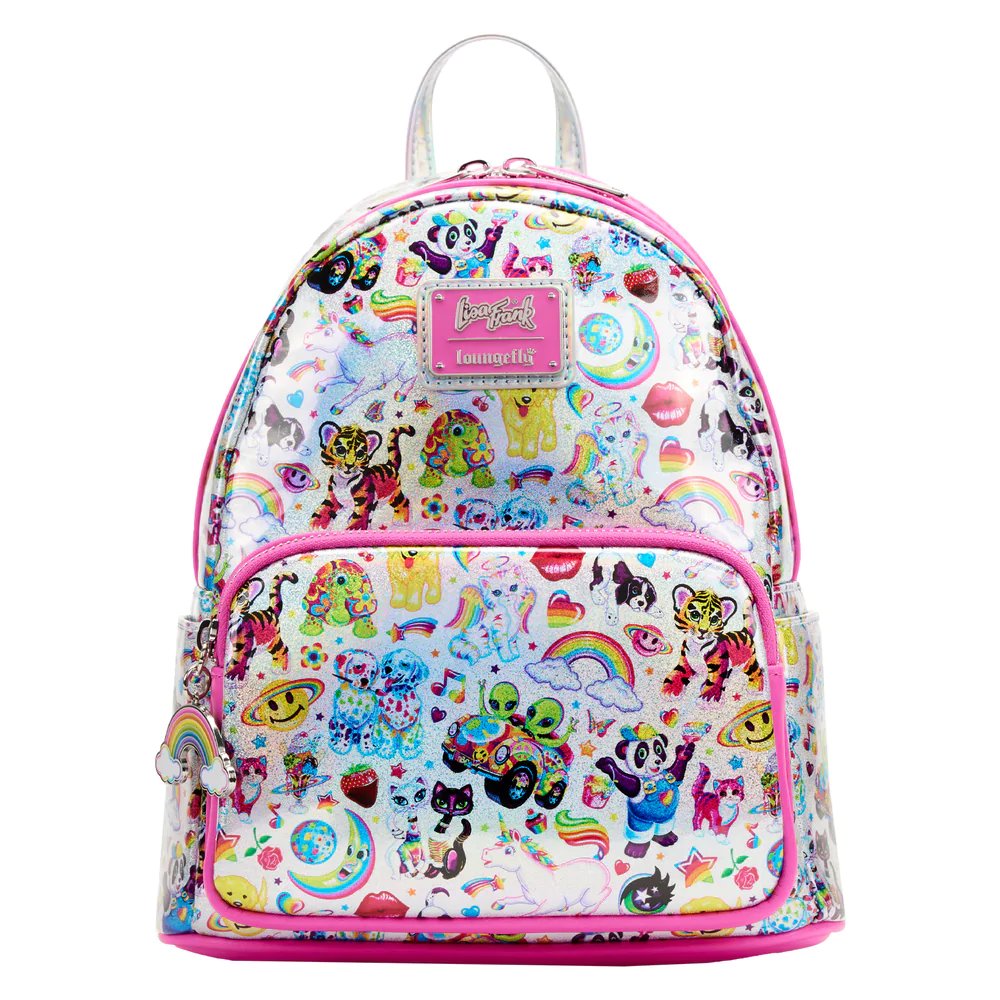 Loungefly Lisa Frank Iridescent Allover Print Mini Backpack - Front