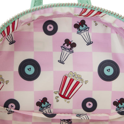 Loungefly Disney Mickey and Minnie Date Night Drive-In Mini Backpack - Interior