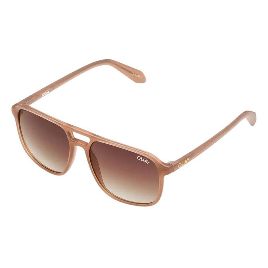 Quay Unisex On The Fly Retro Square Aviator Sunglasses Oat Frame/Brown Lens - top view