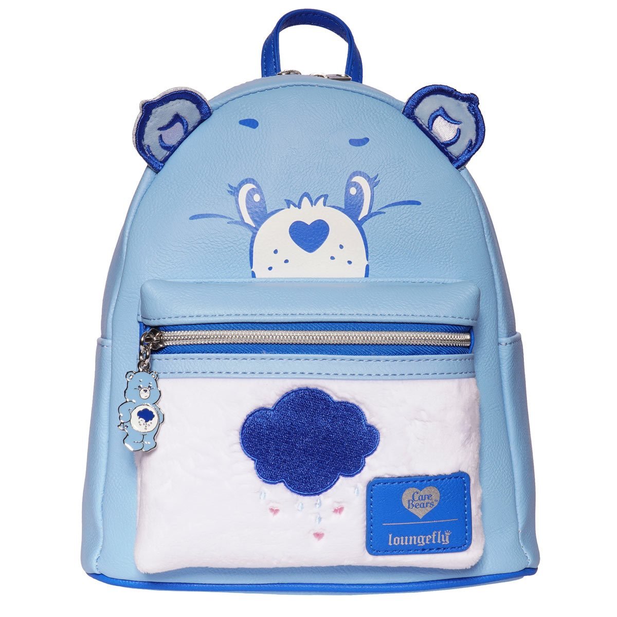 Loungefly Care Bears Grumpy Bear Flocked Mini Backpack - Entertainment Earth Ex - Loungefly mini backpack front