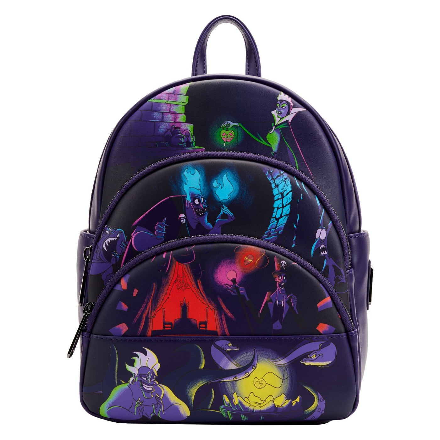 Loungefly Disney Villains Triple Pocket Glow in the Dark Mini Backpack - Front