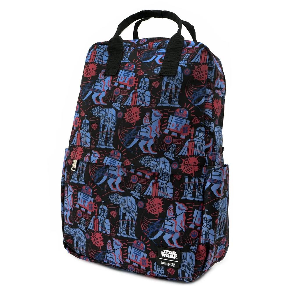 LOUNGEFLY X STAR WARS EMPIRE STRIKES BACK 40TH ANNIVERSARY AOP SQUARE NYLON BACKPACK - SIDE