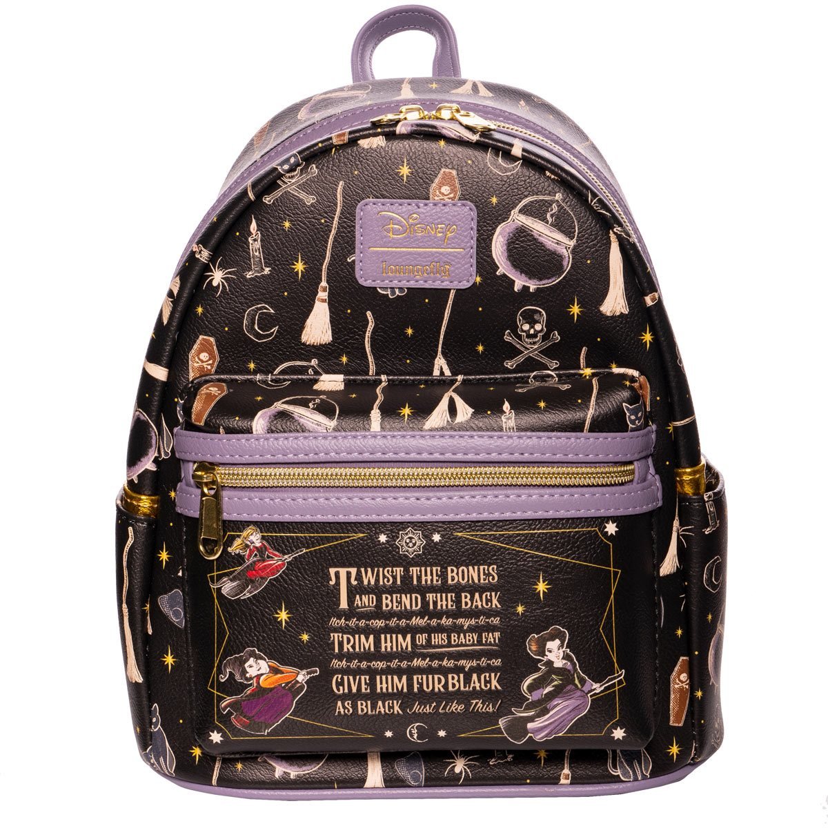 Loungefly Disney Hocus Pocus Glow in the Dark Spell Mini Backpack - Entertainment Earth Ex - Front