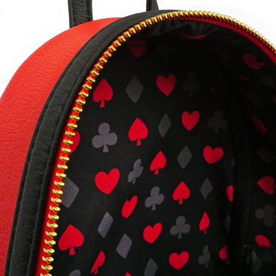 LOUNGEFLY X DISNEY QUEEN OF HEARTS COSPLAY MINI BACKPACK - INSIDE PRINT