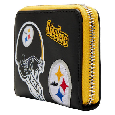 Loungefly NFL Pittsburg Steelers Patches Zip-Around Wallet - Side View