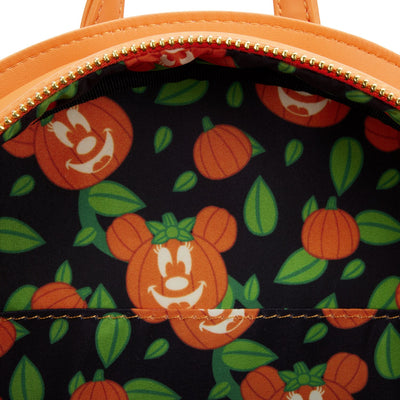 Loungefly Disney Glow Face Minnie Pumpkin Mini Backpack - Interior Lining