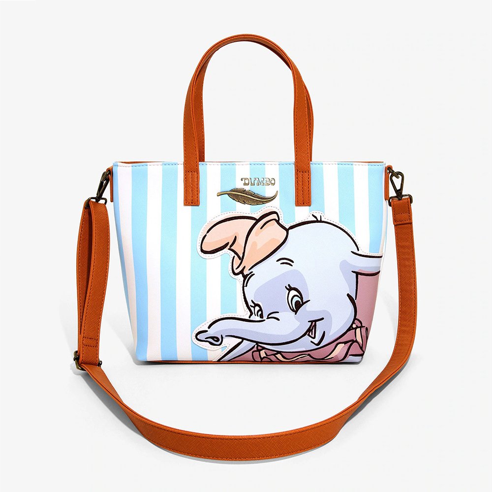 Loungefly x Disney Dumbo Striped Tote Bag with Crossbody Strap - FRONT
