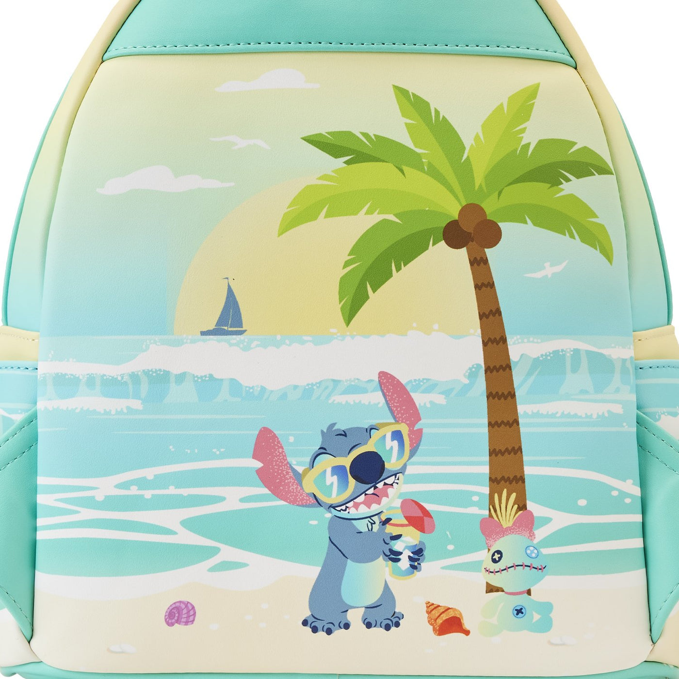 671803392601- Loungefly Disney Stitch Sandcastle Beach Surprise Mini Backpack - Back Print