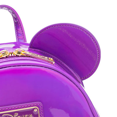 671803459748 - 707 Street Exclusive - Loungefly Disney Mickey Mouse Holographic Series Mini Backpack - Amethyst - Applique Ears