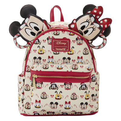 Loungefly Disney Hot Cocoa Allover Print Mini Backpack with Headband Combo - Front with Ears