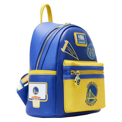 671803451810 - Loungefly NBA Golden State Warriors Patch Icons Mini Backpack - Alternate Side View