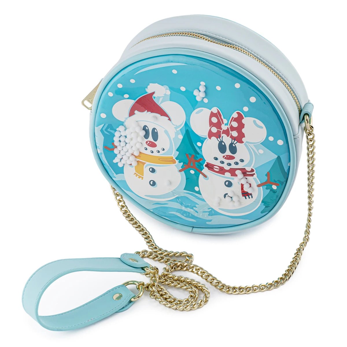 Loungefly Disney Snowman Mickey & Minnie Snow Globe Crossbody Bag
