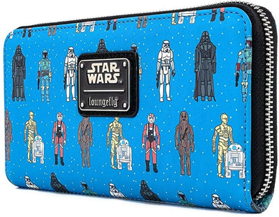 Star Wars Action Figures Allover Print Zip-Around Wallet