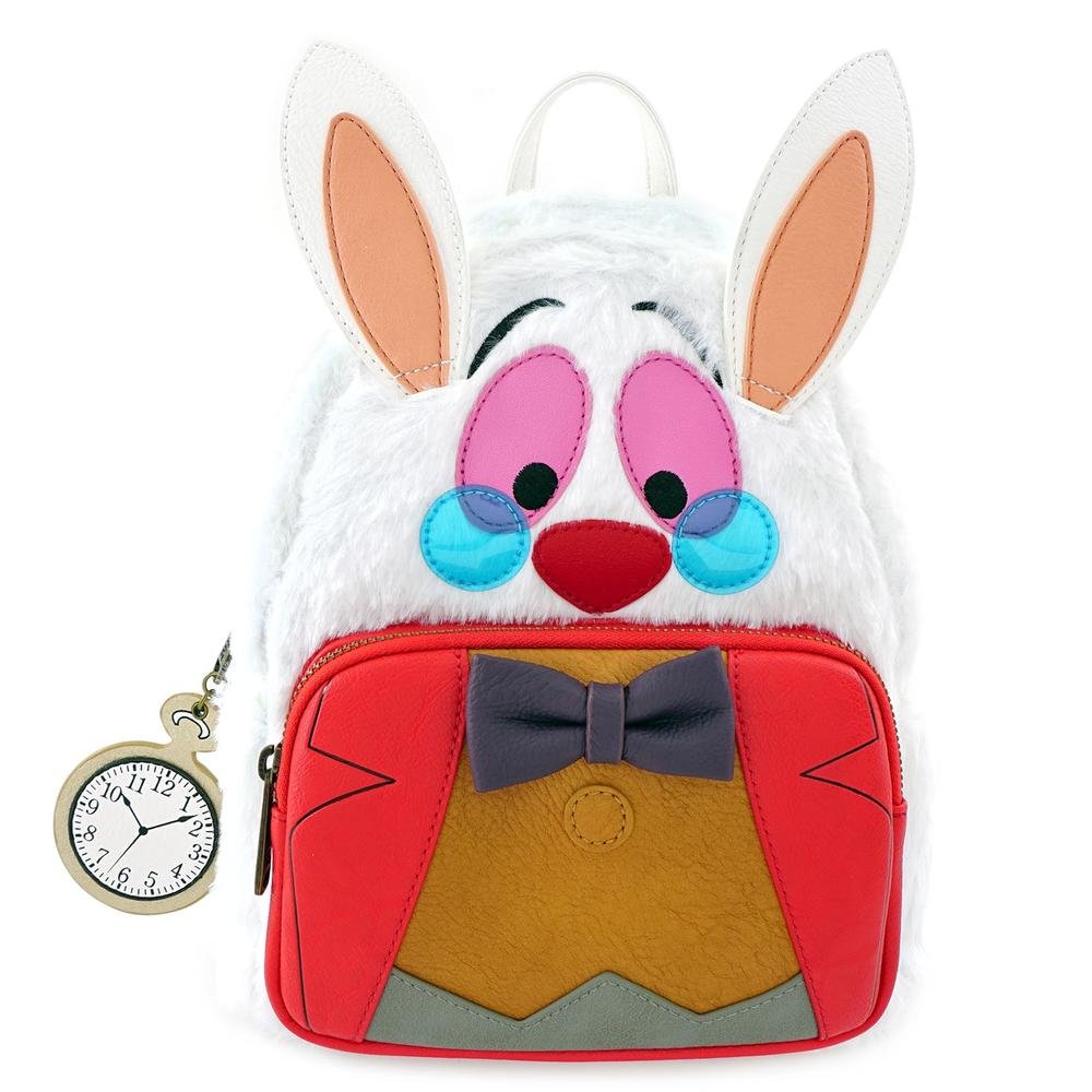 LOUNGEFLY X DISNEY ALICE IN WONDERLAND WHITE RABBIT COSPLAY MINI BACKPACK - FRONT
