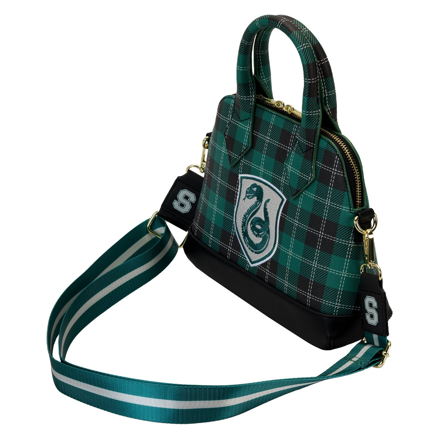 Loungefly Warner Brothers Harry Potter Varsity Slytherin Plaid Crossbody - Top View