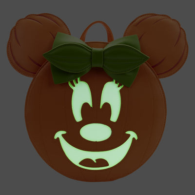 Loungefly Disney Glow Face Minnie Pumpkin Mini Backpack - Glow in the Dark