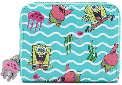 Loungefly Nickelodeon SpongeBob Jelly Fishing Allover Print Zip-Around Wallet