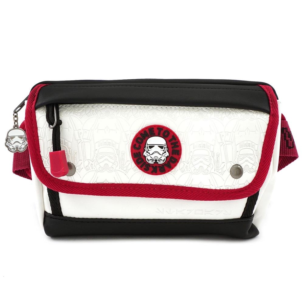 LOUNGEFLY X STAR WARS WHITE TROOPER DEBOSSED FANNY PACK - FRONT