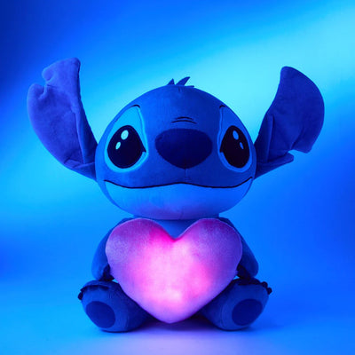 Kidrobot Disney Lilo and Stitch 13" I Love Stitch Light Up Plush Toy - Front with glow