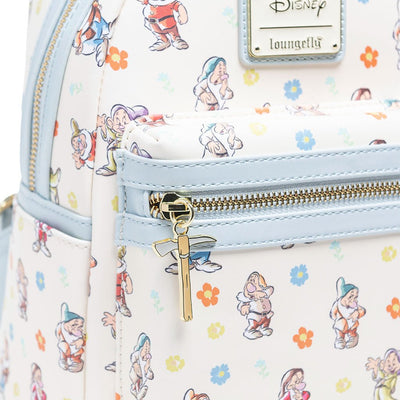 707 Street Exclusive - Loungefly Disney Snow White and the Seven Dwarfs Blue Mini Backpack - Zipper Pull