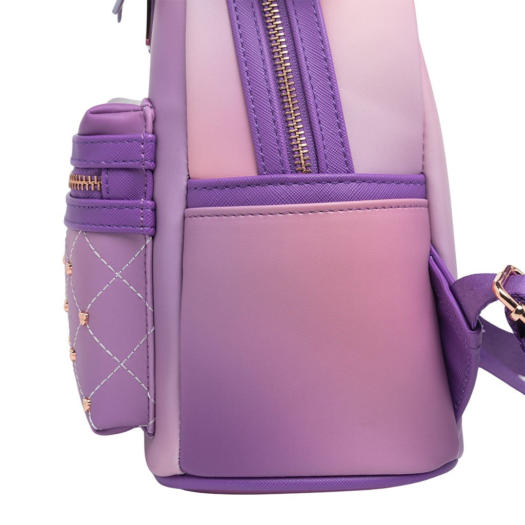 671803457140 - 707 Street Exclusive - Loungefly Disney The Minnie Mouse Classic Series Mini Backpack - Lavender Haze - Side Pocket
