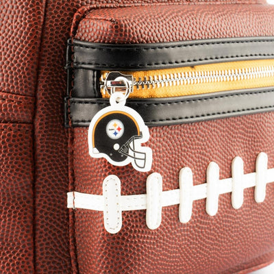 Loungefly NFL Pittsburgh Steelers Pigskin Logo Mini Backpack - Zipper Charm