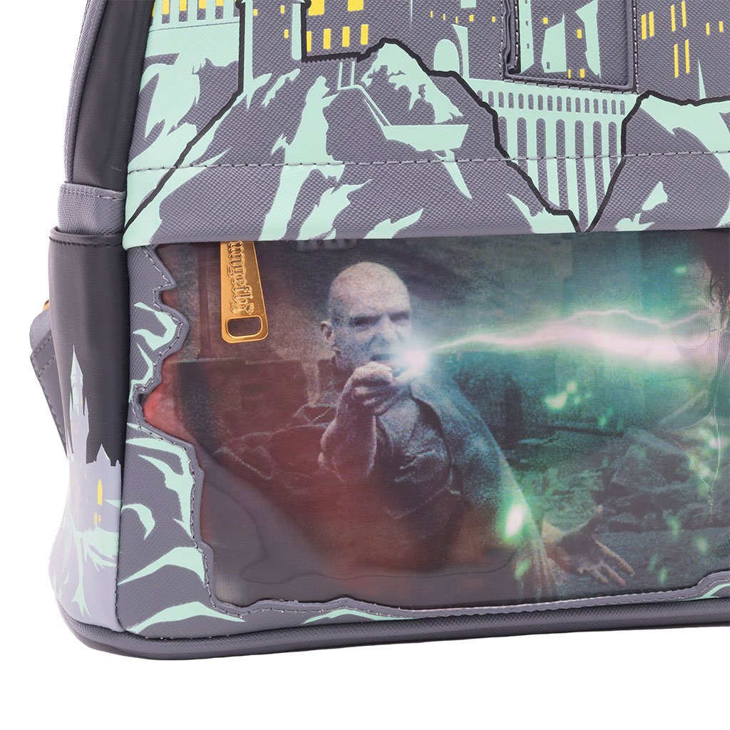 Loungefly Harry Potter Glow in the Dark Battle of Hogwarts Lenticular Mini Backpack - 707 Street Exclusive - Lenticular Screen with Voldemort