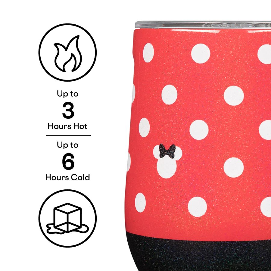 Corkcicle Disney Minnie Mouse Polka Dot 12oz Stemless Cup - Close Up