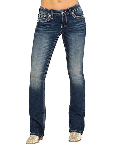 Embellished Crescent Moon Dream Catcher Bootcut Jeans