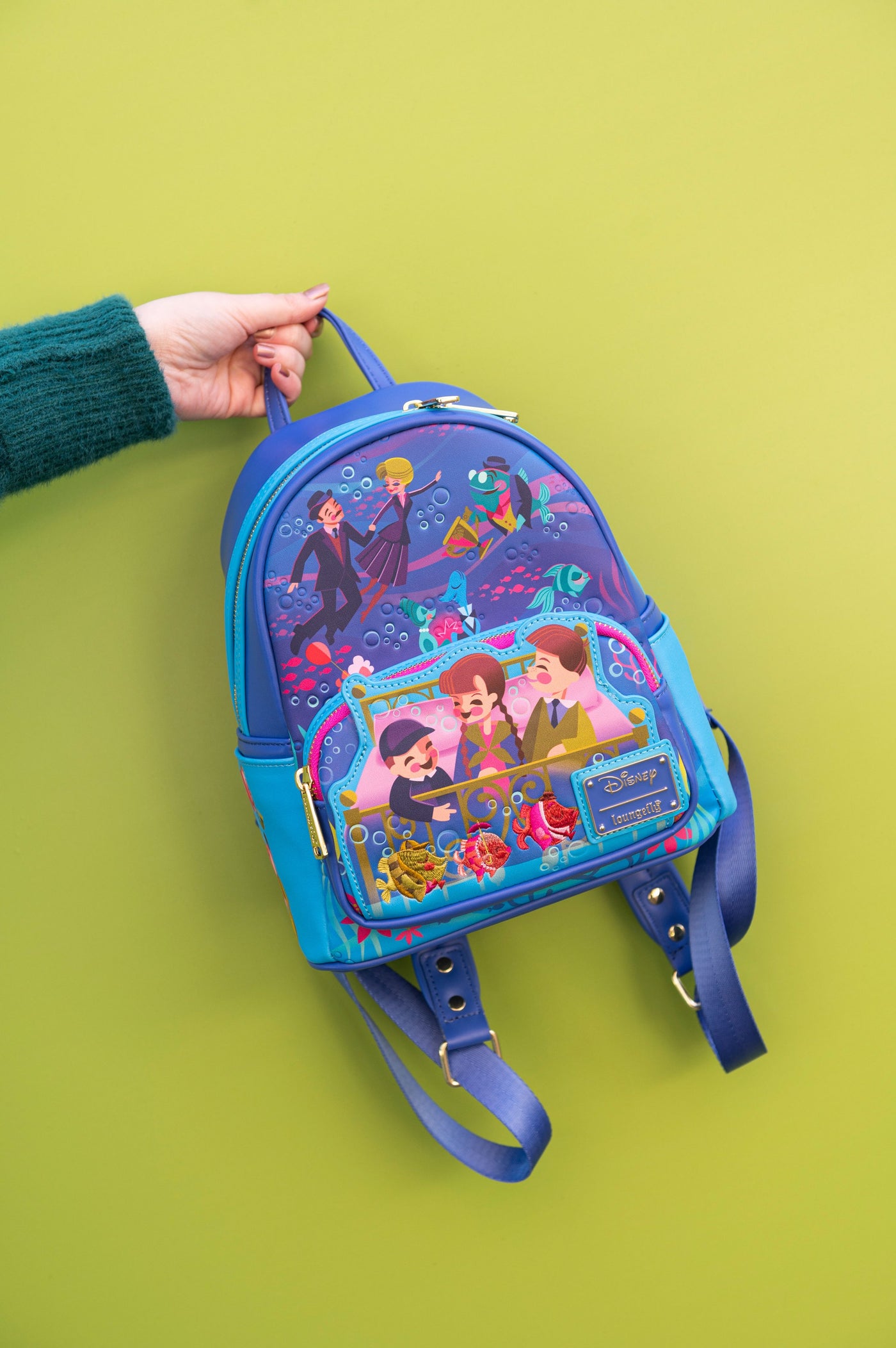 Loungefly Disney Bed Knobs & Broomsticks Beautiful Briny Ballroom Mini Backpack - Front IRL
