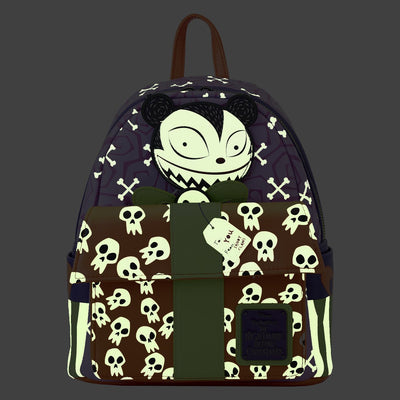 Loungefly Disney Nightmare Before Christmas Scary Teddy Present Mini Backpack - Glow in the Dark Front