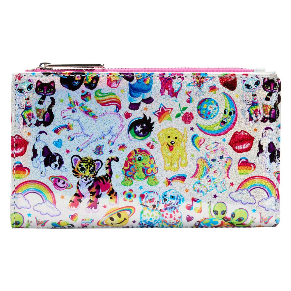 Loungefly Lisa Frank Iridescent Allover Print Flap Wallet  - Front