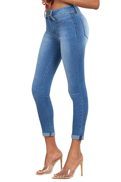 Junior Super Soft 2-Button Mid-Rise Rolled Cuff Ankle Jean