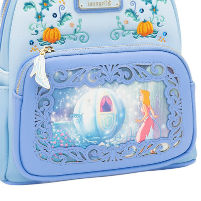 Loungefly Disney Princess Dreams Series Cinderella Mini Backpack - 707 Street Exclusive - Front Pocket Close Up