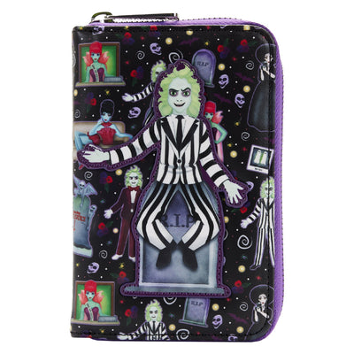 Loungefly Beetlejuice Icons Allover Print Zip-Around Wallet - Front