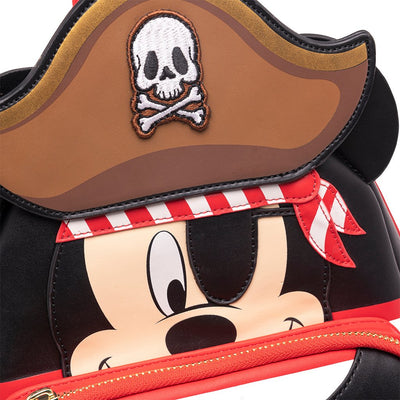 707 Street Exclusive - Loungefly Disney Pirate Mickey Mouse Cosplay Mini Backpack - Front Closeup