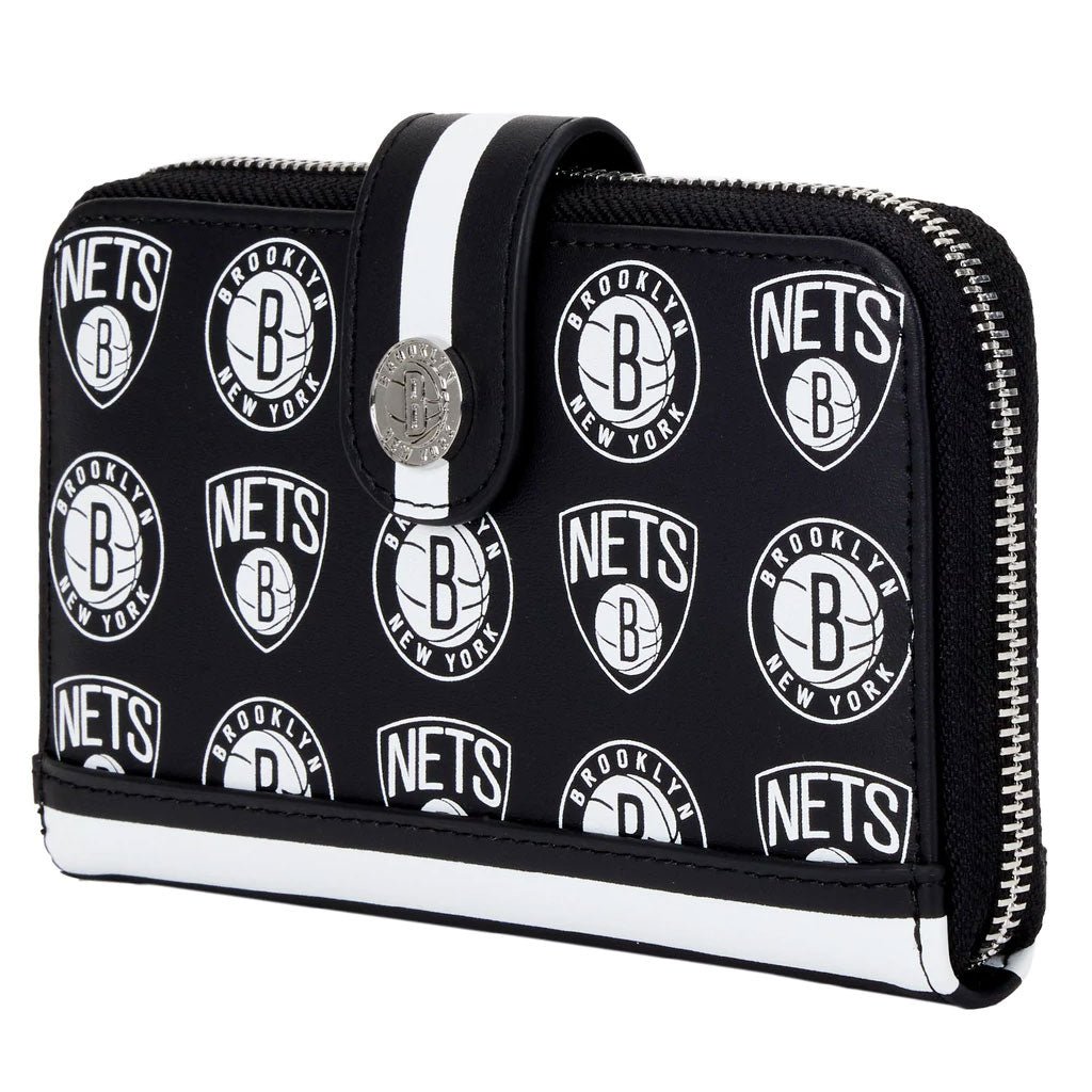 Loungefly NBA Brooklyn Nets Logo Zip-Around Wallet - Close Up