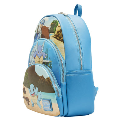 671803450257 - Loungefly Pokemon Squirtle Evolution Triple Pocket Backpack - Side View