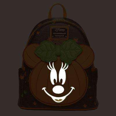 671803469112 - 707 Street Exclusive - Loungefly Disney Glow in the Dark Pumpkin Minnie Mouse Mini Backpack - Glow in the Dark