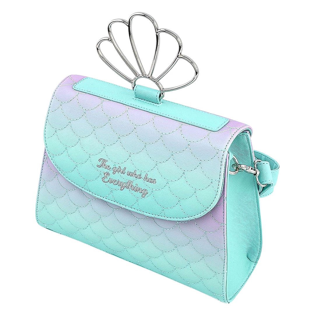 Loungefly Disney Little Mermaid Ombre Scales Shell Handle Crossbody