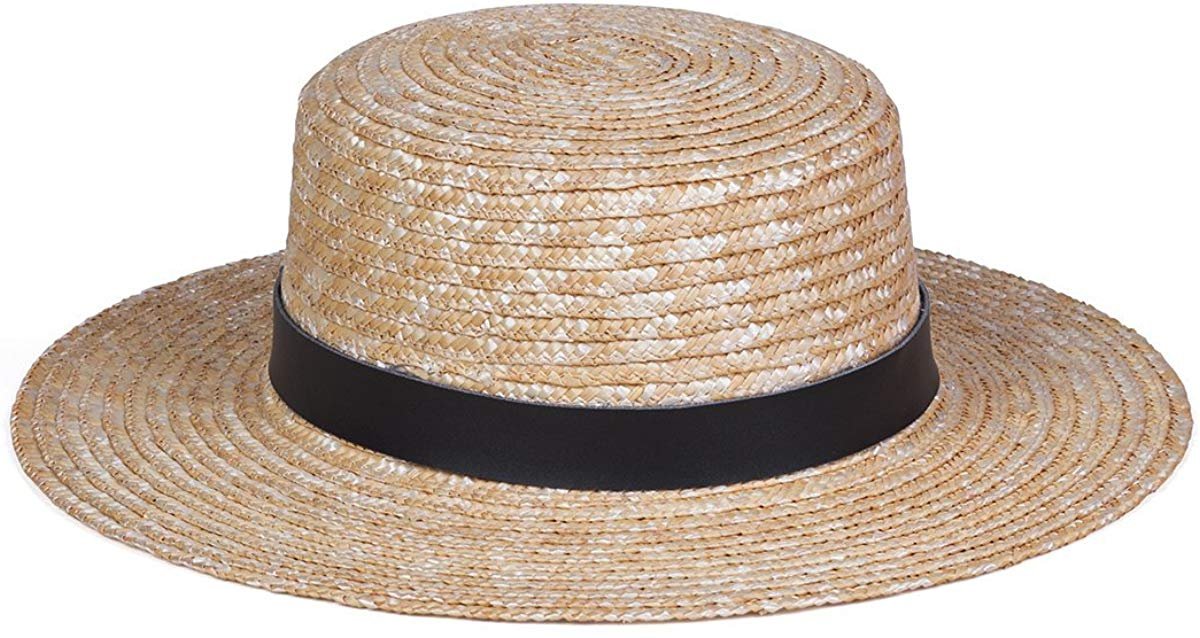 Spencer Leather Banded Straw Boater Hat