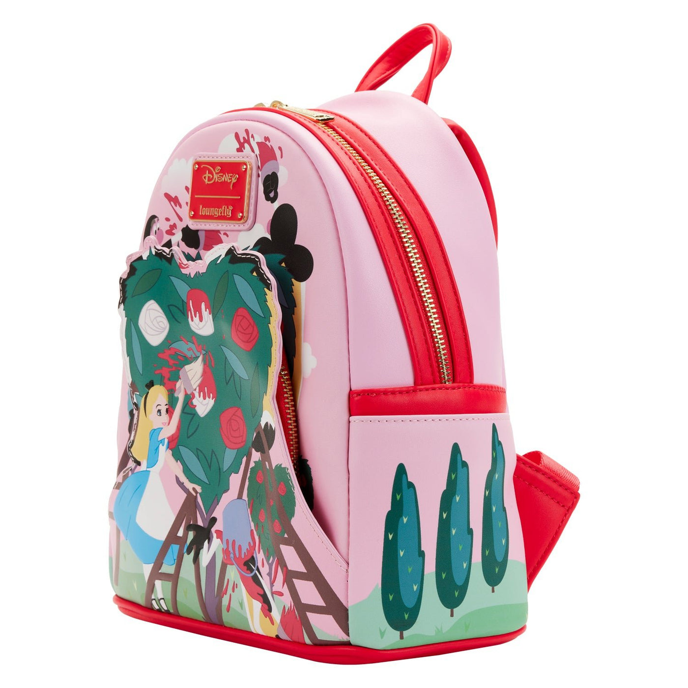 Loungefly Disney Alice In Wonderland Painting The Roses Red Mini Backpack - Side
