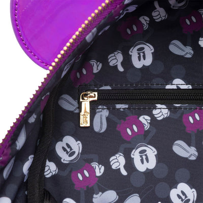 Loungefly Disney Mickey Mouse Holographic Series Mini Backpack: Amethyst - 707 Street Exclusive - Interior Lining