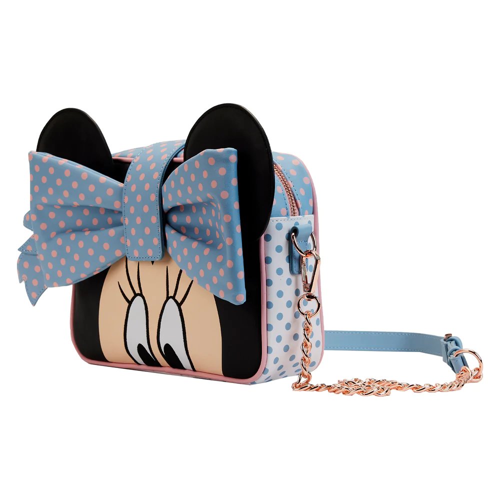 Loungefly Disney Minnie Pastel Color Block Dots Crossbody - Loungefly crossbody side view