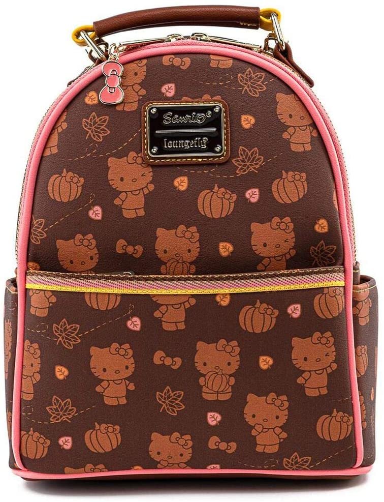 Sanrio Hello Kitty Pumpkin Spice Allover Print Convertible Mini Backpack