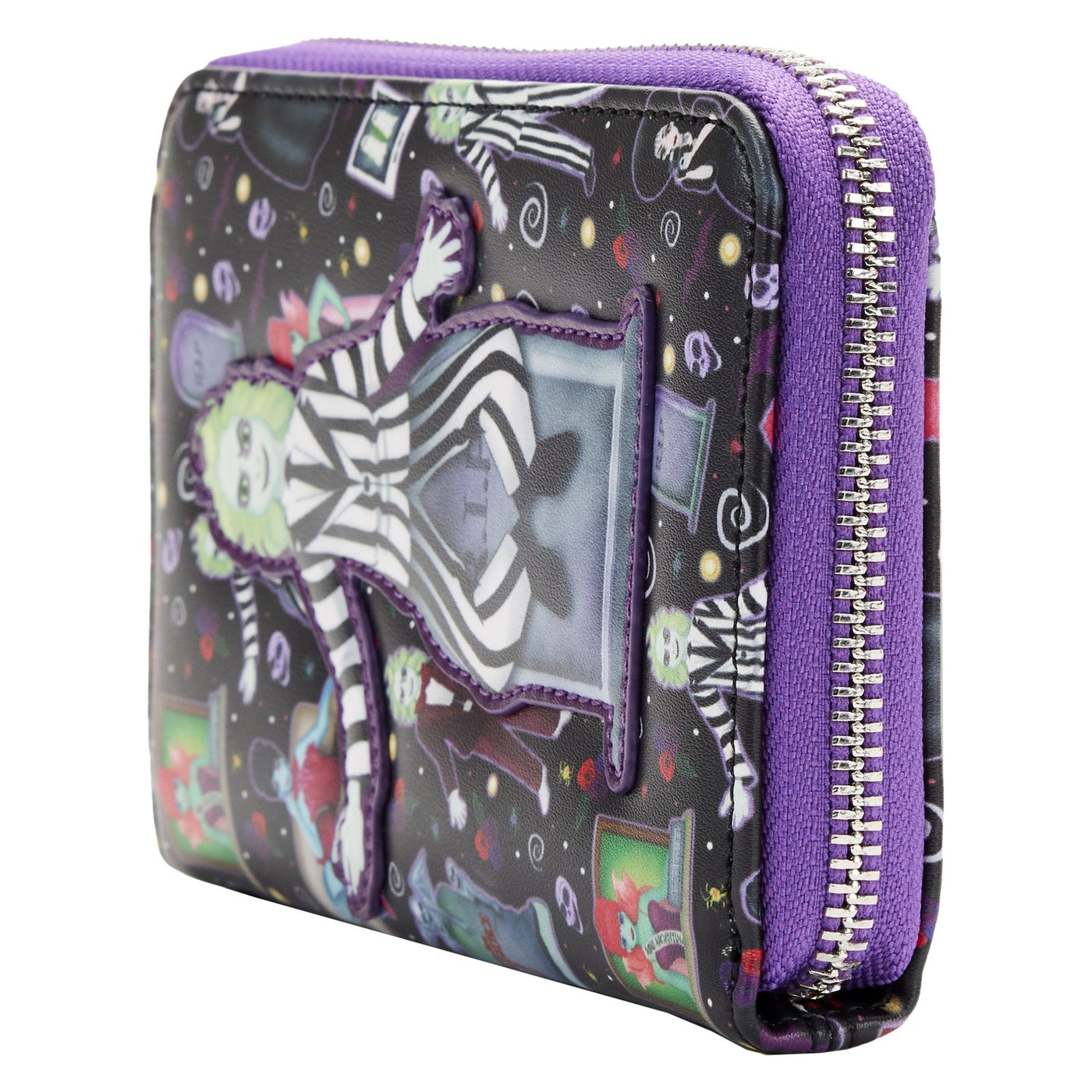 Loungefly Beetlejuice Icons Allover Print Zip-Around Wallet - Side View