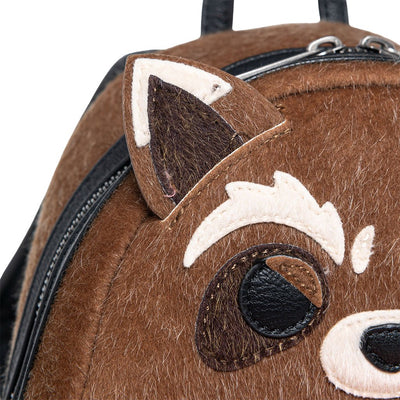 707 Street Exclusive - Loungefly Marvel Guardians of the Galaxy Rocket Cosplay Mini Backpack - Faux Fur Close Up